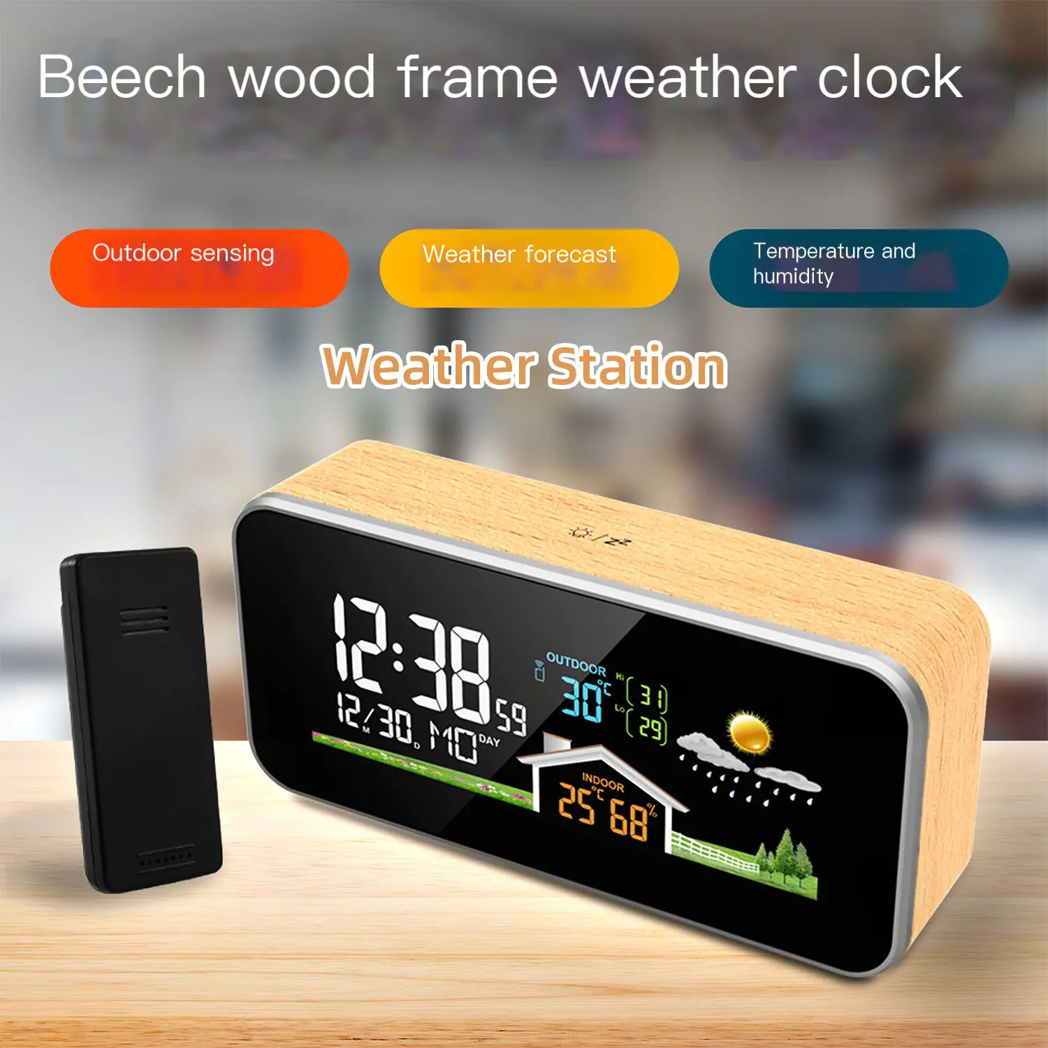 Wooden Weather Station Clock